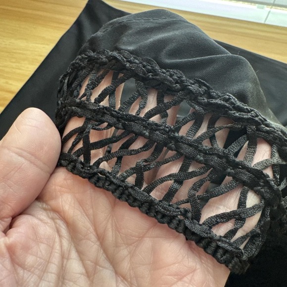 VTG Black Polyester Floral Embroidery Piano Triangle Shawl‎ Boho Hippie Shrug main image 8